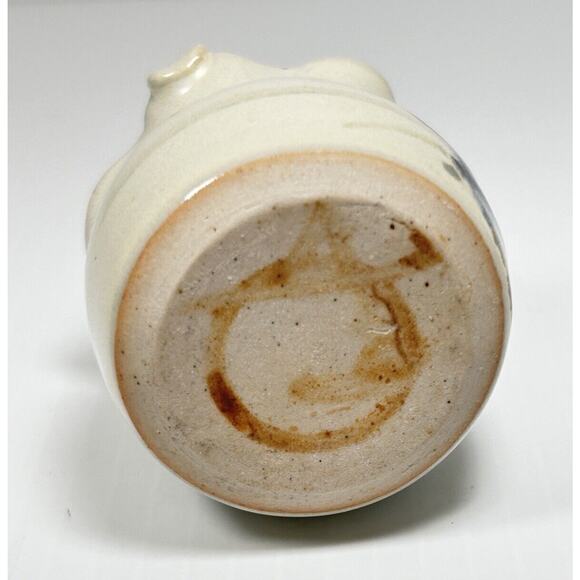 Studio Pottery Miniature Vase Basket Braided Handle 3" Folk Art Ruffled Rustic - Picture 6 of 6